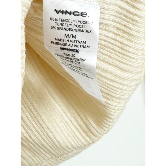 NWOT Vince V-Neck Henley in Birch Cream Light Tan Ribbed Medium - Picture 8 of 8